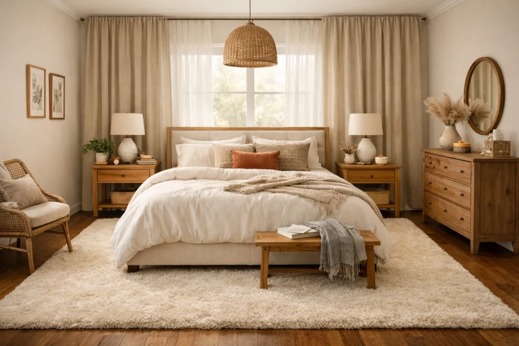 Add Soft Rugs and Curtains to Ground the Whole Room
