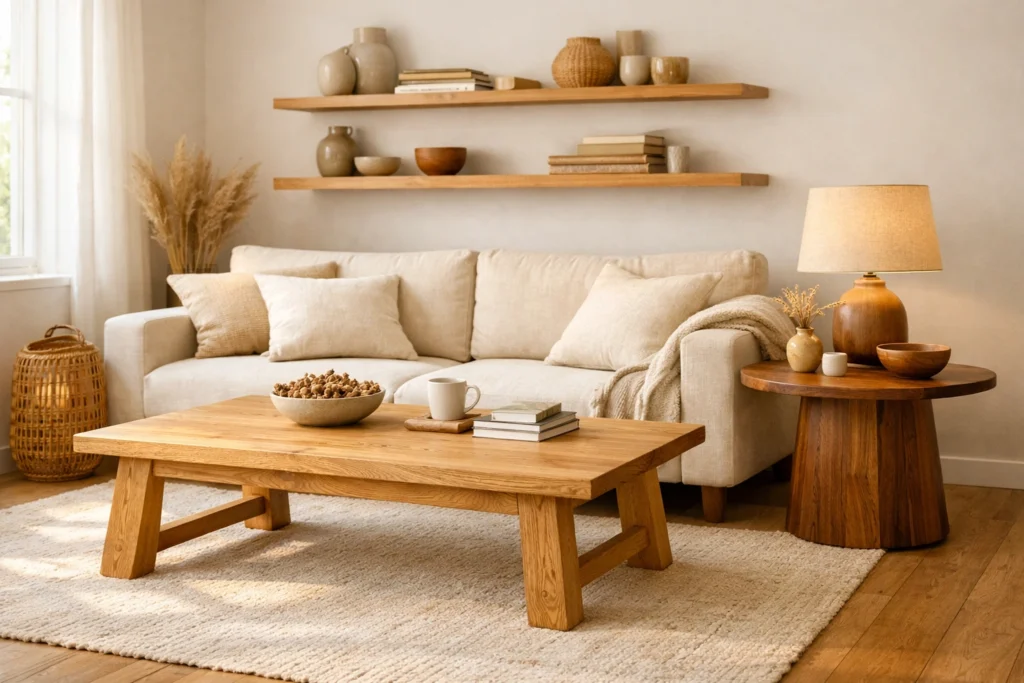 Add Warmth Through Natural Wood Furniture