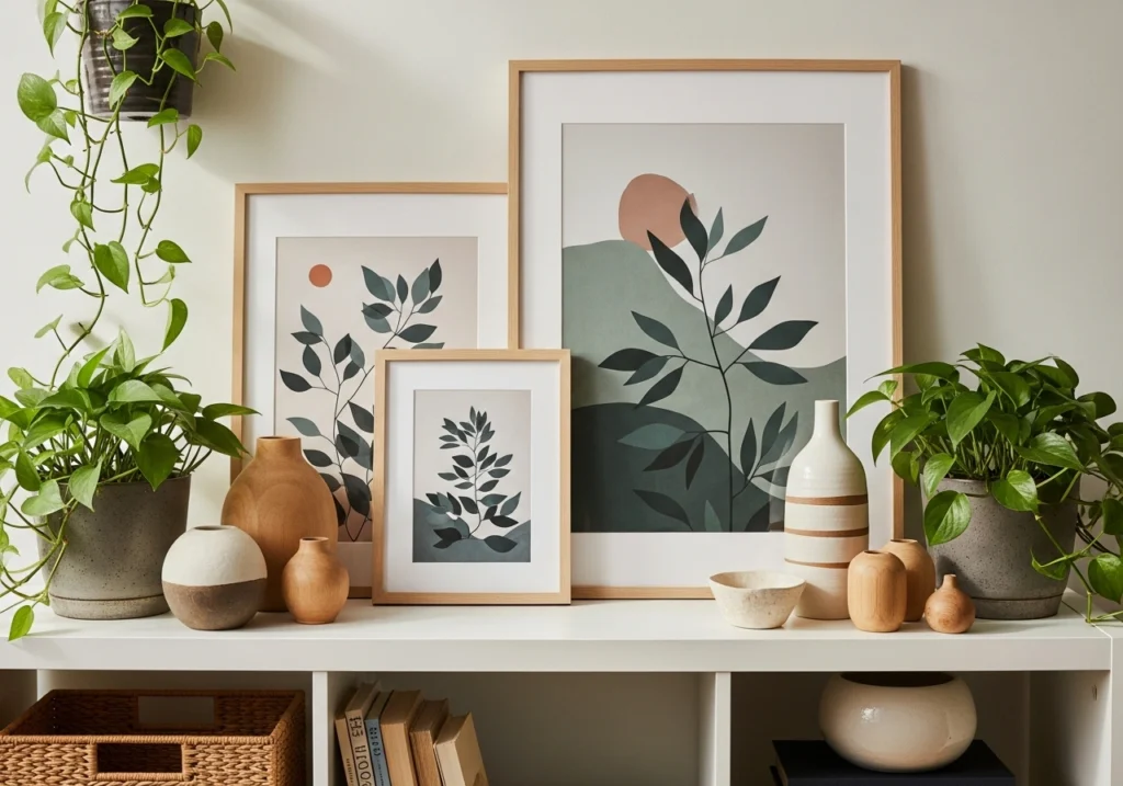 Peaceful reading nook corner in a living room featuring a comfortable chair, soft lighting, and quiet sanctuary ambiance