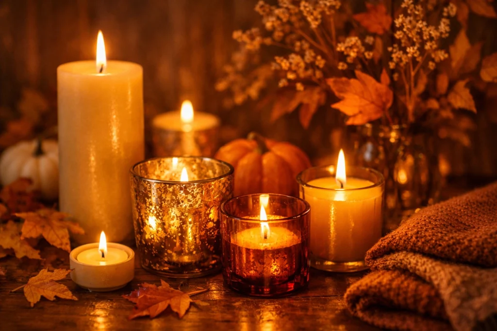 Light Candles and Embrace Autumn Ambiance: Cozy Fall Evening Atmosphere 