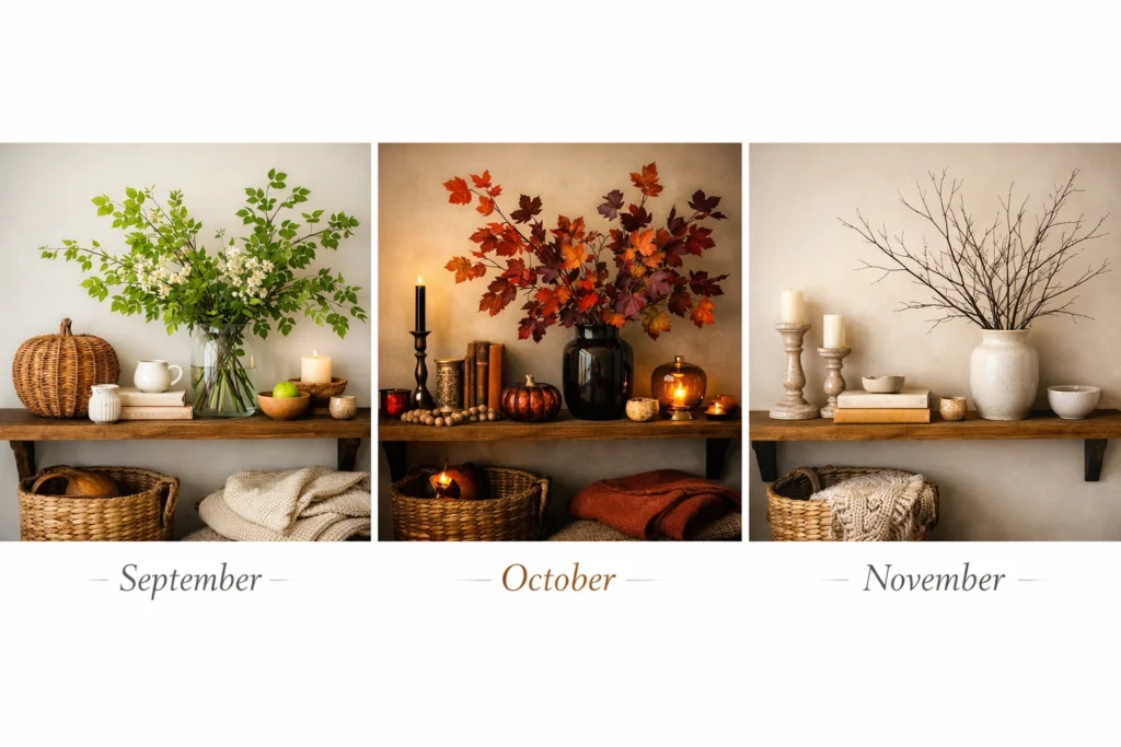 Seasonal Progression: Styling Minimal Fall Vignettes Through Season