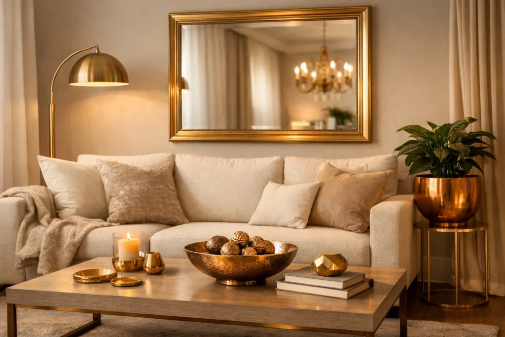 Incorporate Warm Metallics Like Brass and Gold Accents