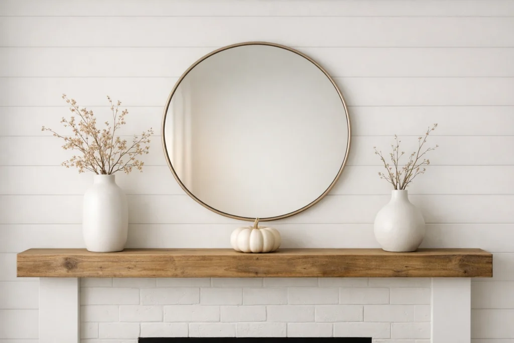 Minimalist Neutral Fall Mantel Styling Ideas