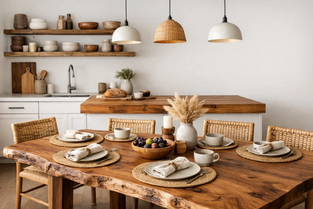 Natural Texture Ideas for Minimalist Kitchens and Dining Areas 