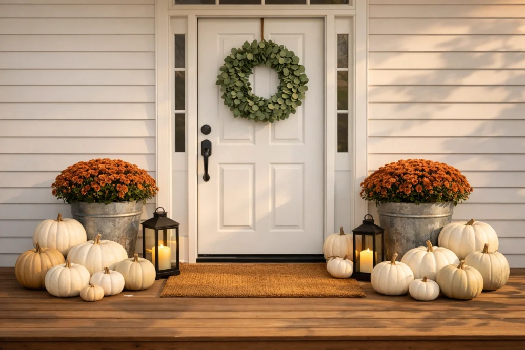 Neutral Fall Porch Decor for a Welcoming Entrance
