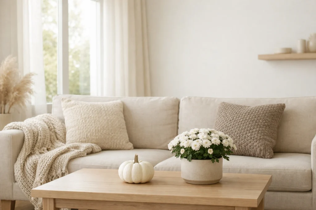 Subtle Autumn Touches for Minimalist Living Rooms