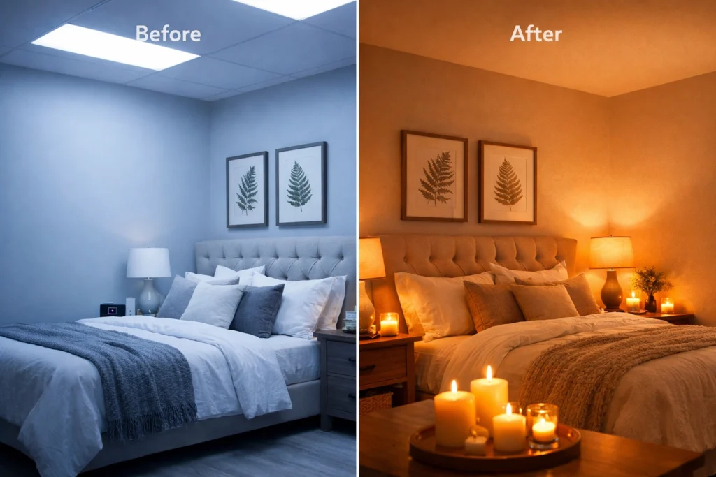 Swap #1: Harsh Lighting → Soft, Warm Ambient Lighting 