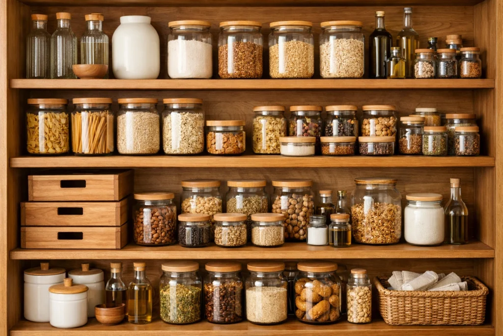Swap #7: Plastic Storage → Natural Wood or Glass Containers 