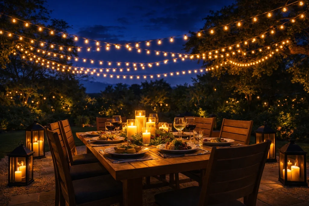 Set the Mood With Outdoor Dining Area Lighting Ideas