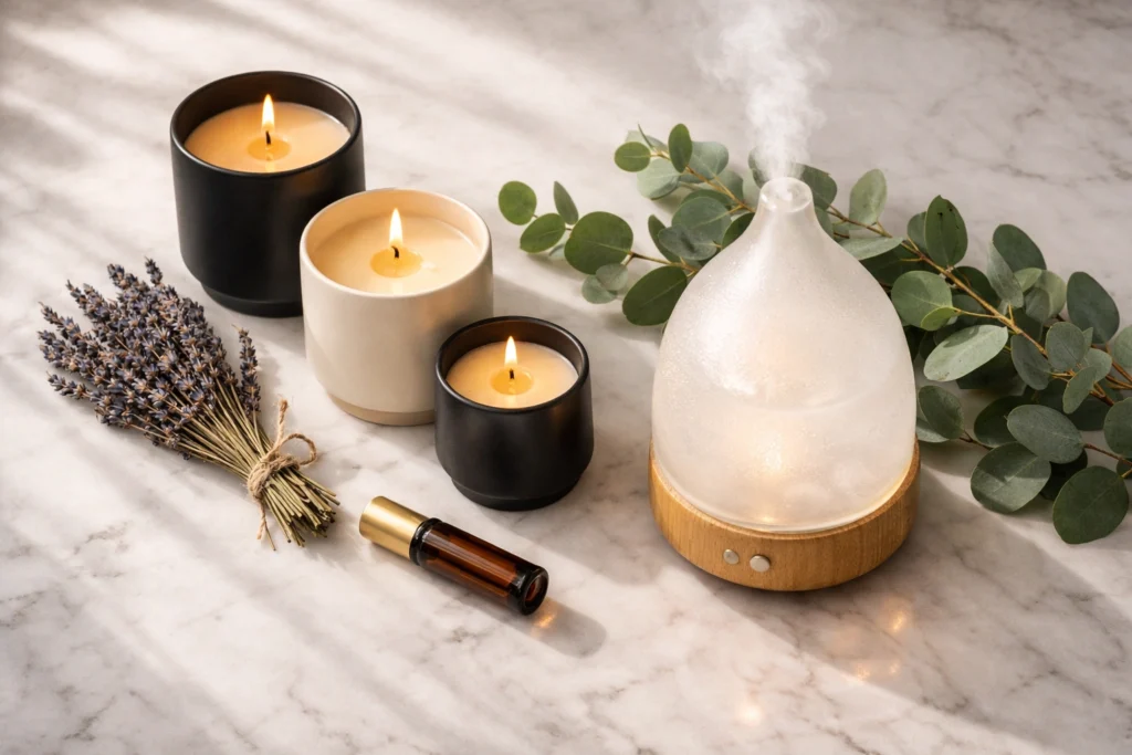 6. Add Natural Scents With Candles or Essential Oils