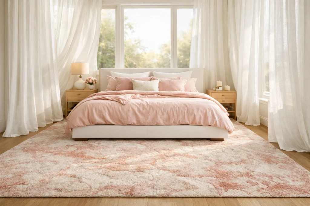 Best Rugs and Curtains for a Pink and White Bedroom