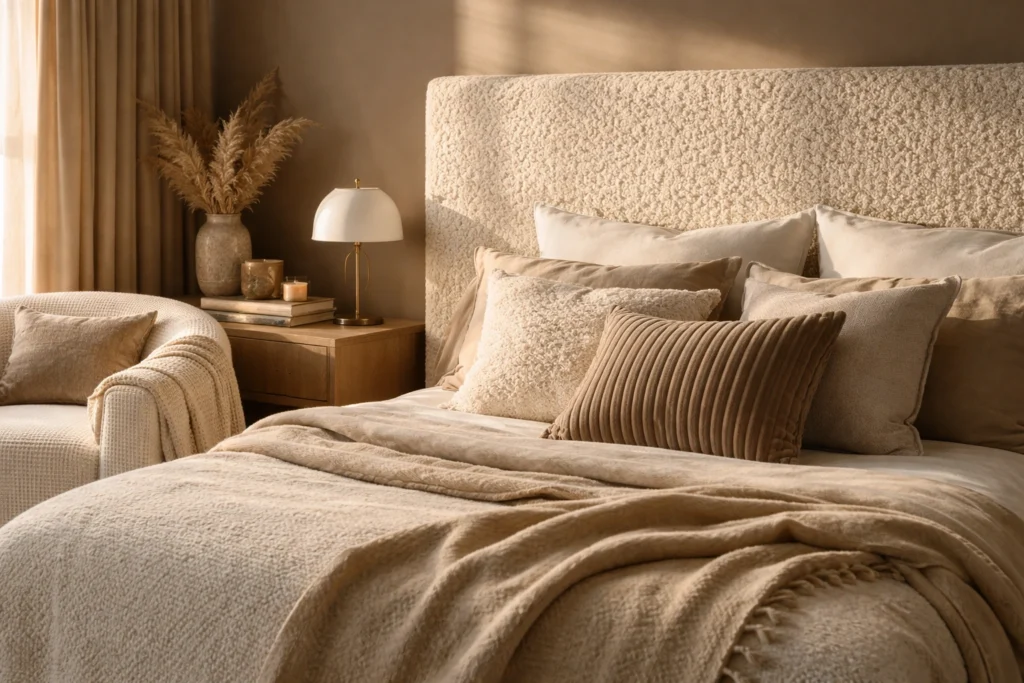 Boucle and Textured Upholstery: The Fabric Trend Transforming Bedrooms