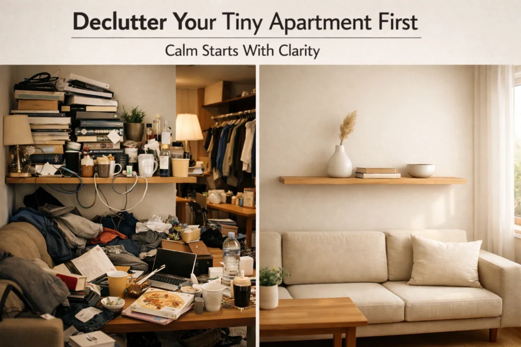 Declutter Your Tiny Apartment First — Calm Starts With Clarity