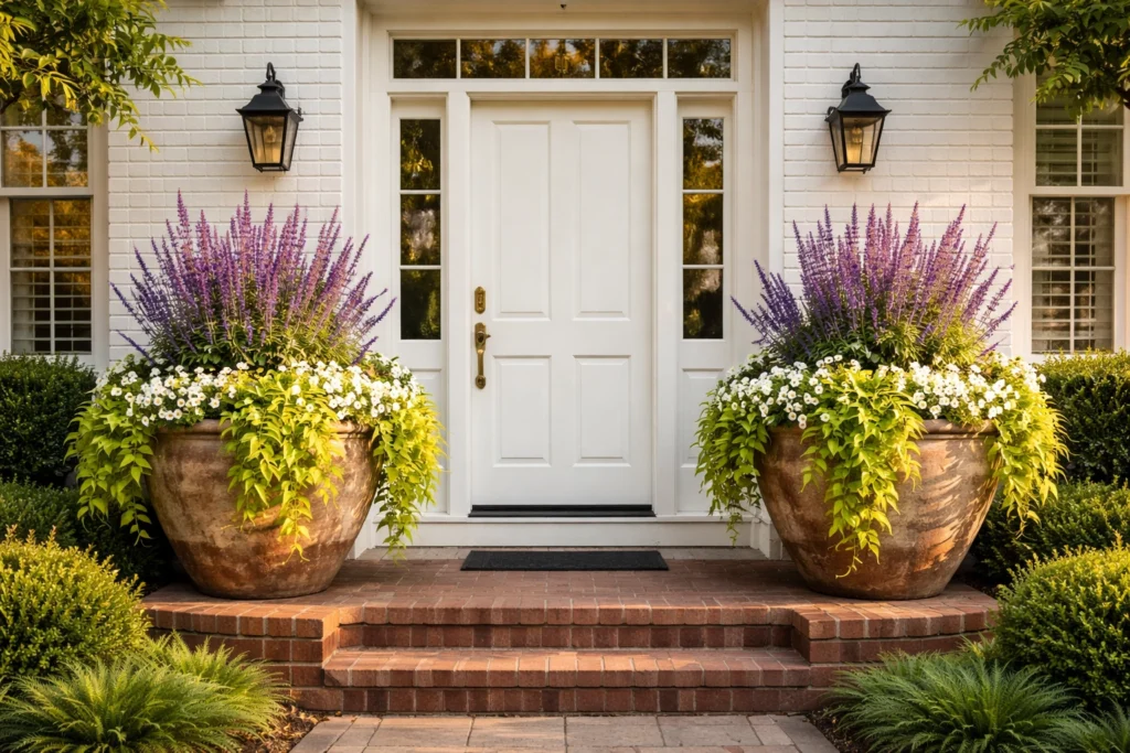 Frame Your Entry With Symmetrical Planters and Greenery