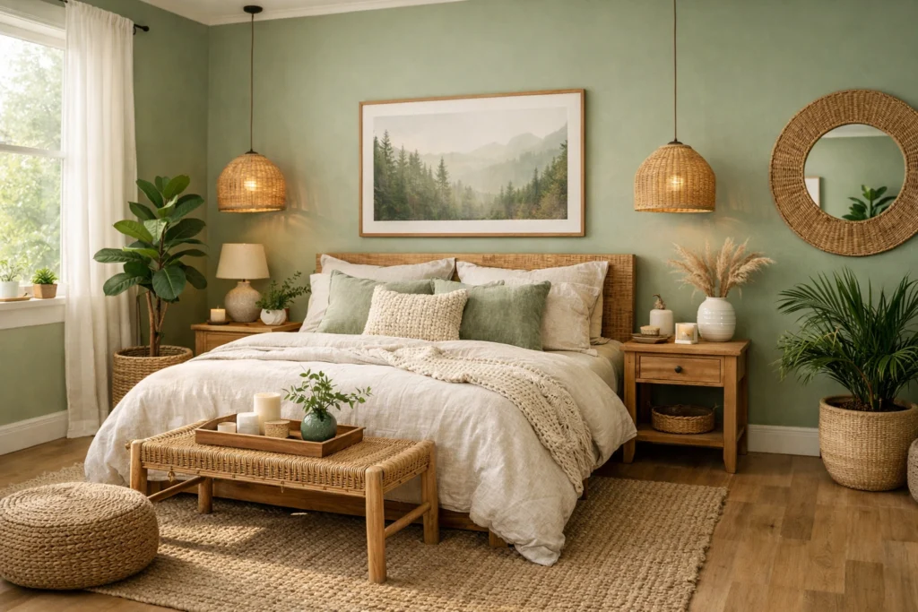 Gentle Green: Nature-Inspired Calm for a Peaceful Bedroom