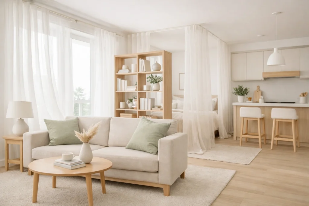 How To Divide Your Studio Apartment Without Walls or Wasted Space