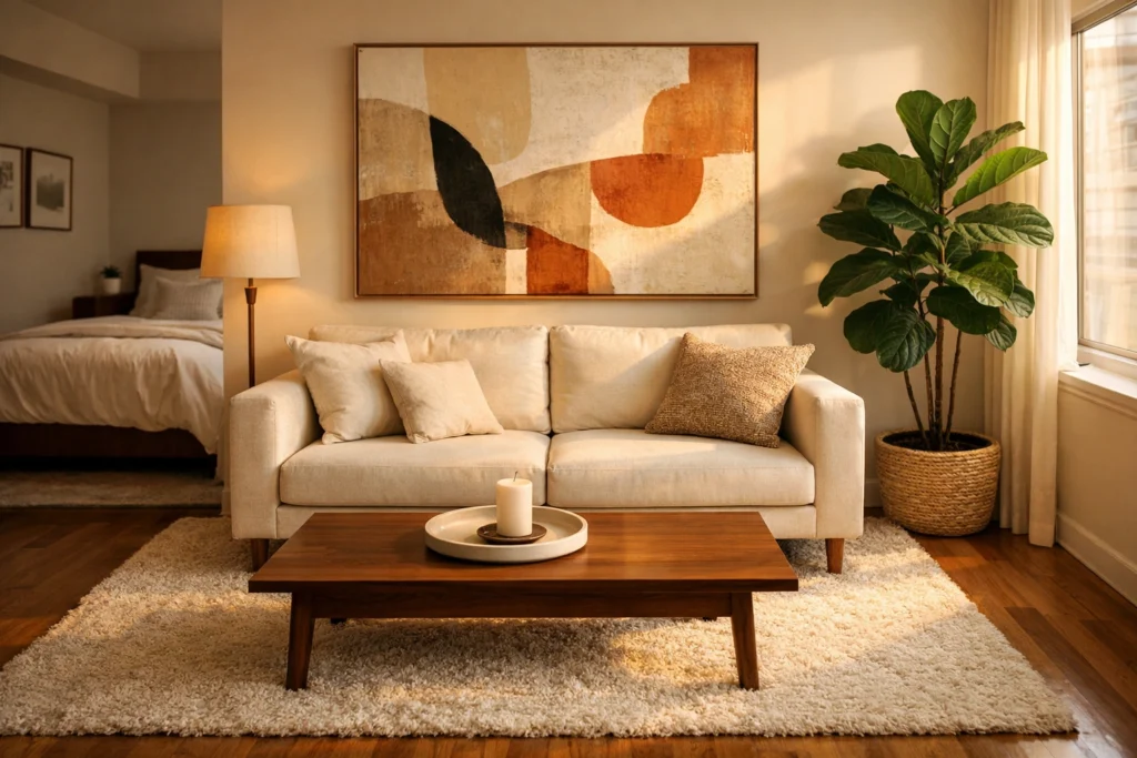 How To Style a Living Room Area Inside Your Studio Apartment