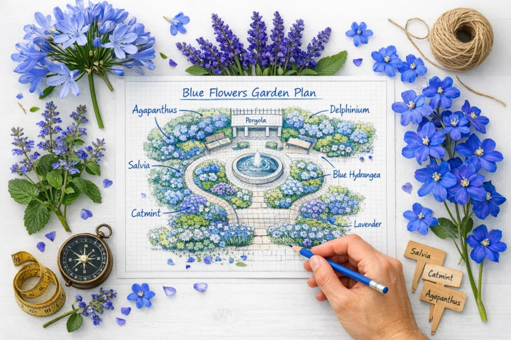 How to Design a Beautiful Blue Flowers Garden From Scratch