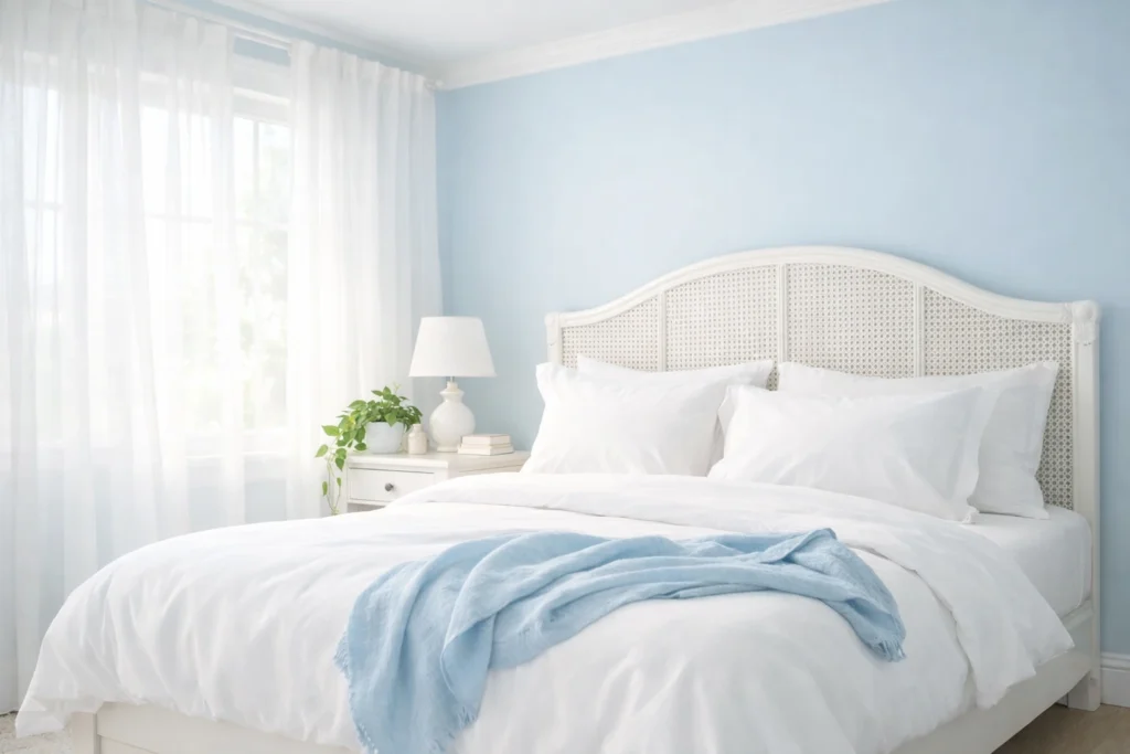 Idea 2 — Soft Sky Blue and White Bedroom for a Light Airy Retreat