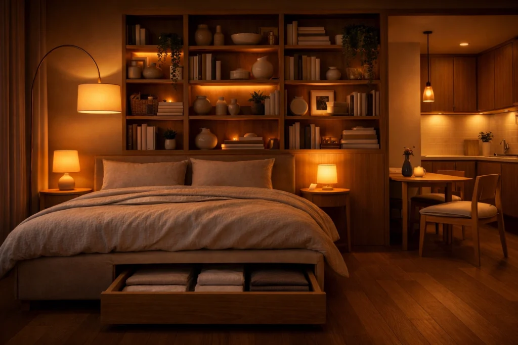 Lighting Ideas That Make Your Tiny Studio Feel Warm and Spacious