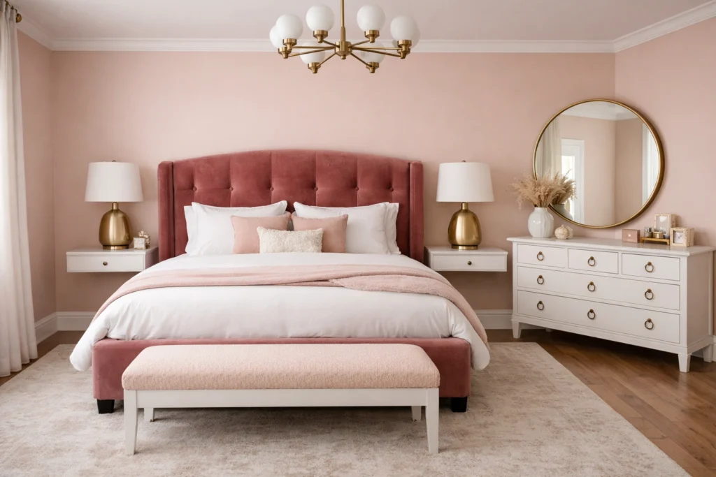 Pink White Bedroom Furniture Ideas That Anchor the Space