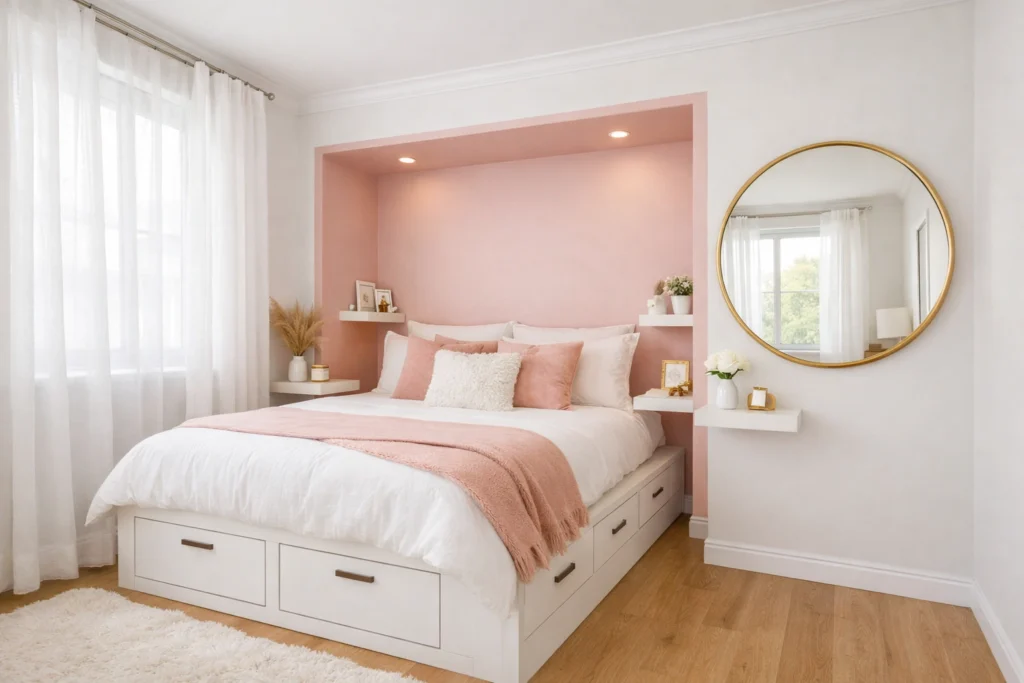 Pink White Bedroom Ideas for Small Spaces and Apartments