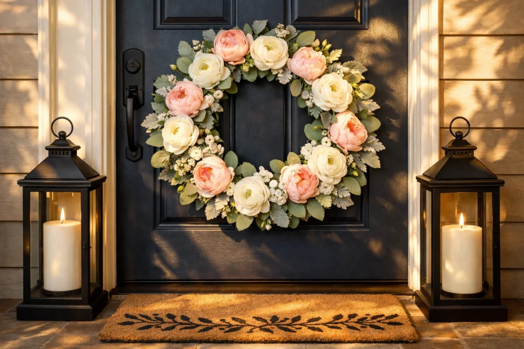 Style Your Front Door with a Spring Wreath and Accents
