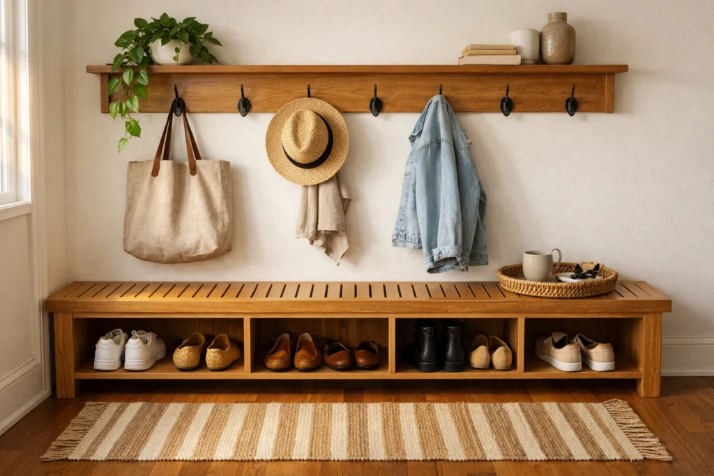 Style Your Hallway Bench and Hooks for Daily Function