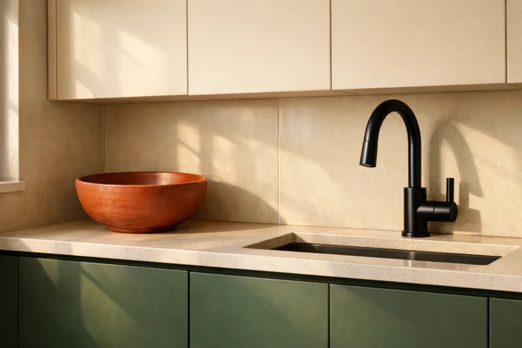 Trend 1 — Warm Earthy Tones Replace Cold White Kitchens in 2026