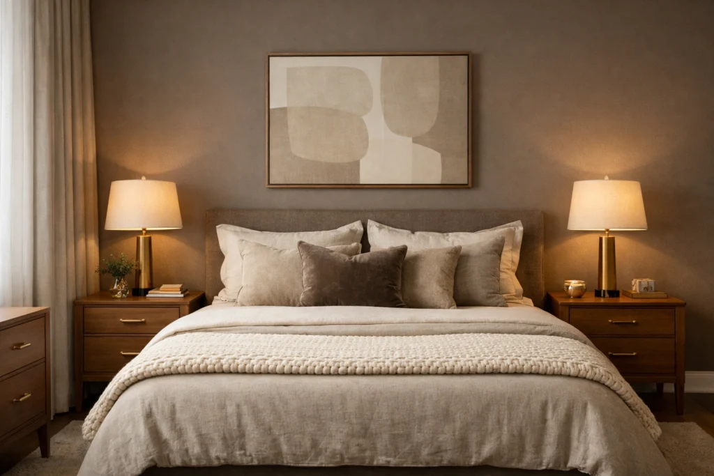 Trend 13 — Mushroom Brown Bedroom Tone for Organic Quiet Luxury