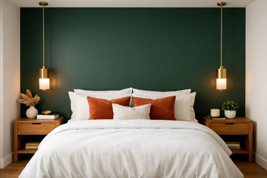 Trend 6 — Forest Green Bedroom Accent Wall for Bold Natural Drama