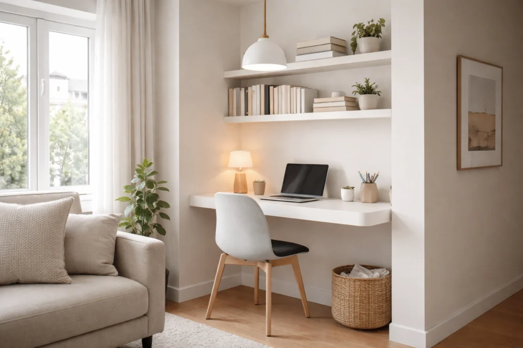 Turning Neglected Living Room Spots into a Home Office Nook