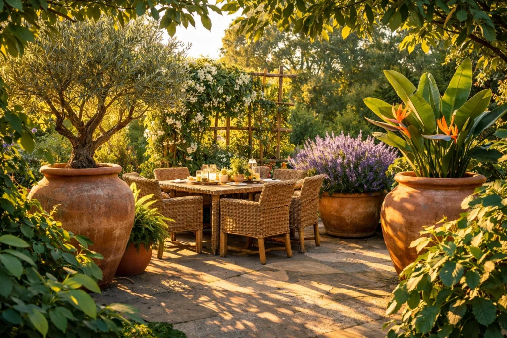 Use Plants and Greenery to Frame Your Outdoor Dining Space