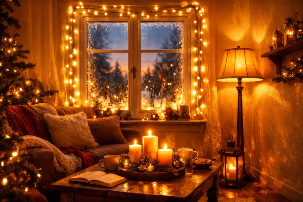 Use Warm Christmas Lighting To Make Your Small Apartment Glow