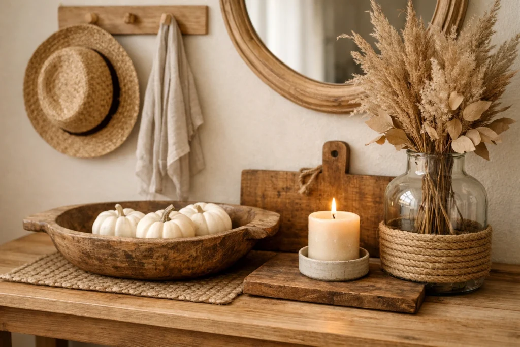 Use Wood Accents and Natural Fibers for Warmth