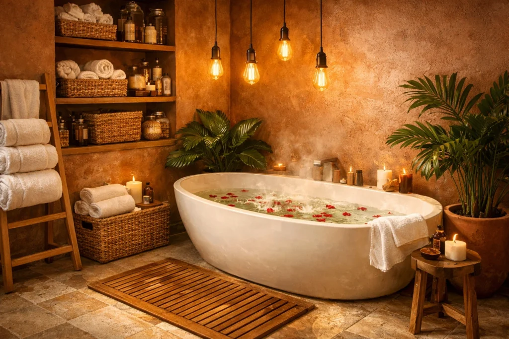 Warm Earthy Bathroom Colors for a Spa Like Feel at Home