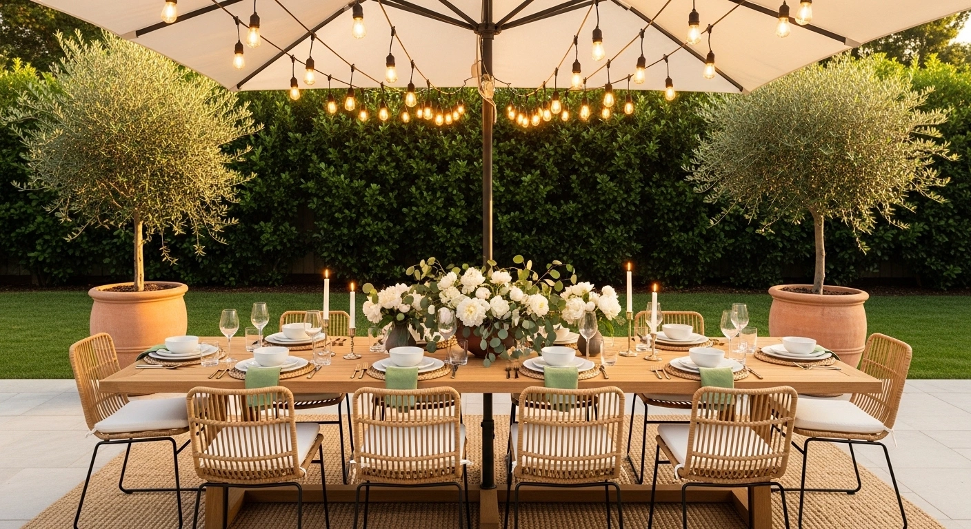 outdoor dining area spring summer