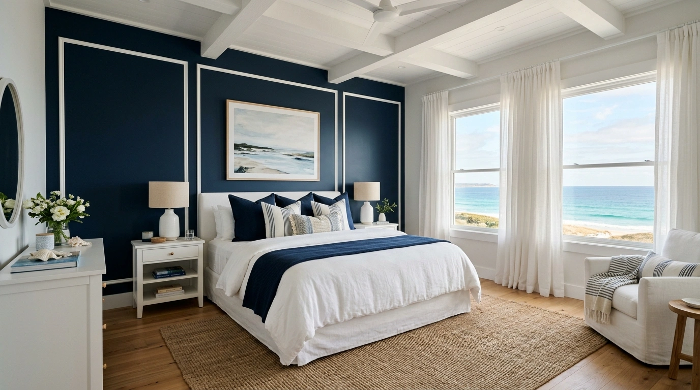 Blue and White Bedroom