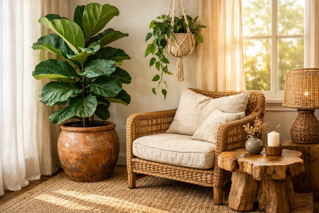 Bring Nature Indoors With Plants and Natural Materials