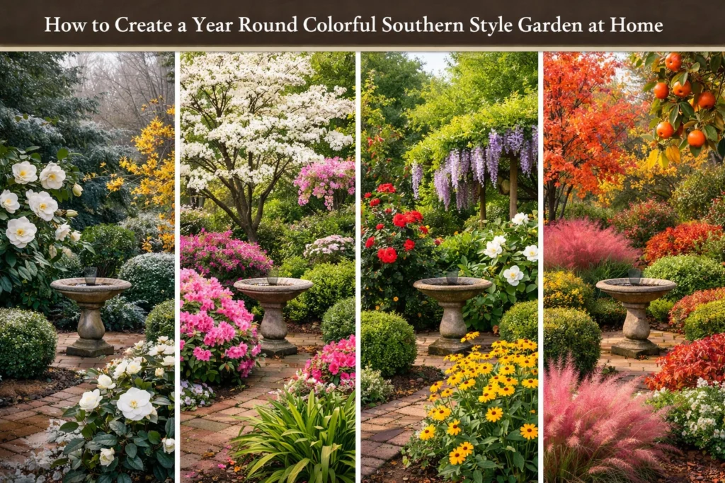 How to Create a Year Round Colorful Southern Style Garden at Home