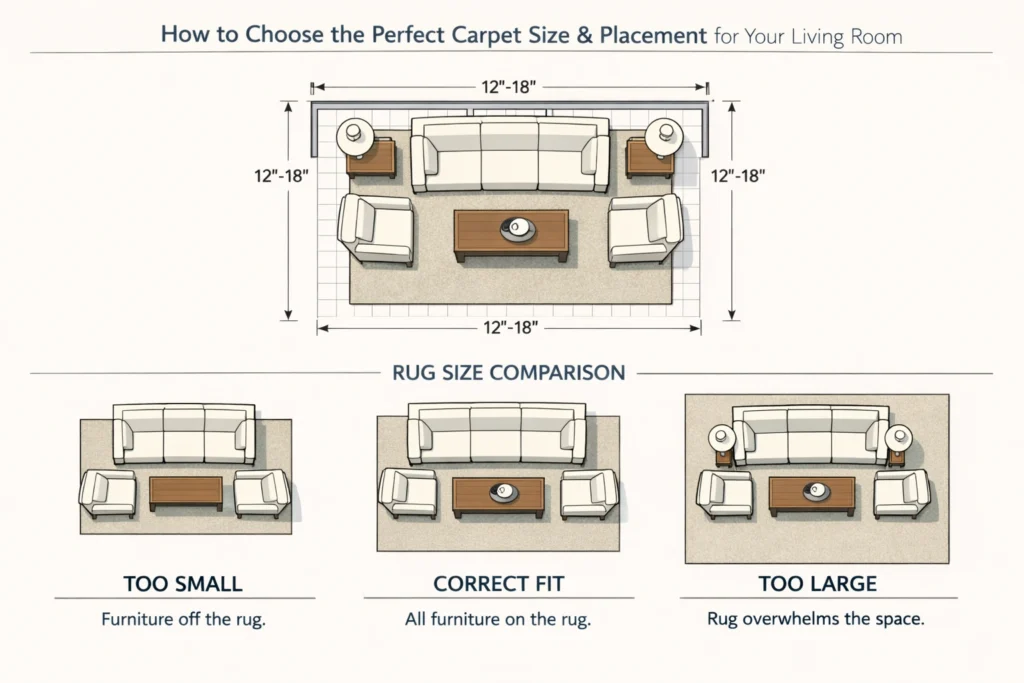 13. How to Choose the Perfect Carpet Size Placement and Layout for Your Living Room