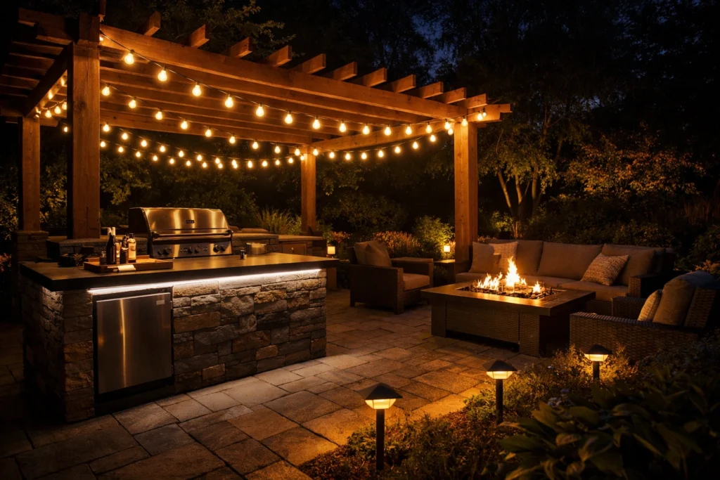 Best Lighting Ideas for a Stunning Outside Barbecue Area at Night