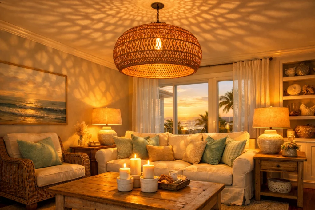 Coastal Summer Living Room Lighting Ideas for a Sun Kissed Glow