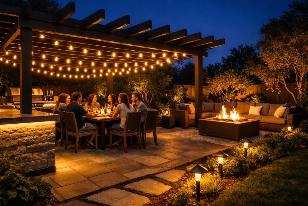 Garden Barbecue Area Lighting Ideas for Magical Evening Entertaining