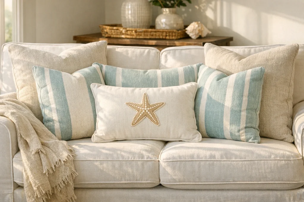Style Your Coastal Living Room With the Perfect Throw Pillows