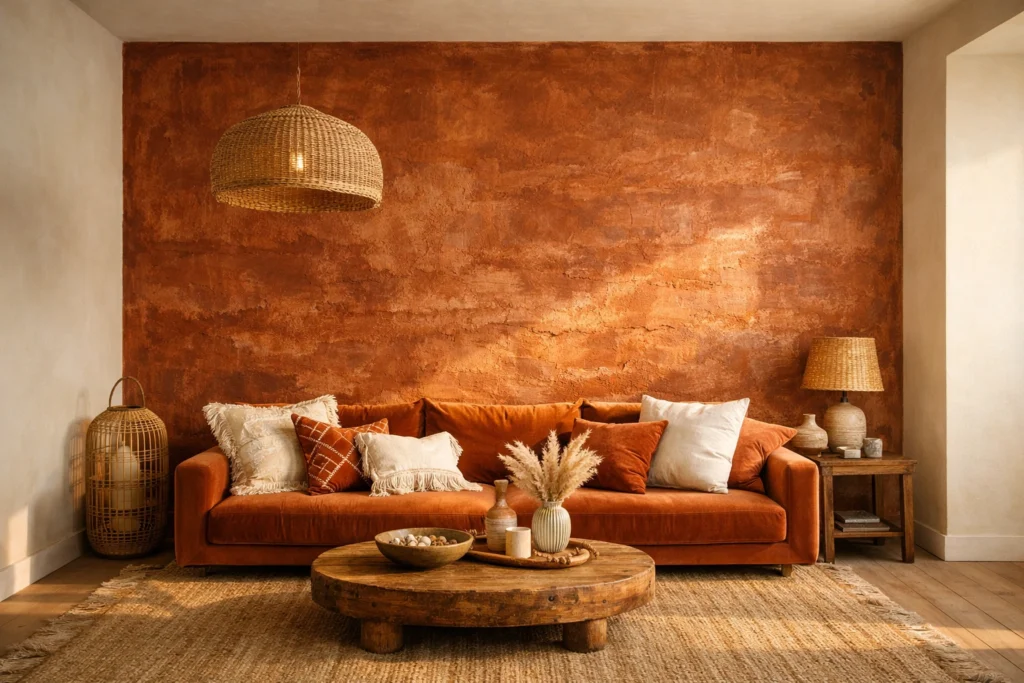 9. Create a Stunning Boho Living Room Accent Wall That Wows Everyone