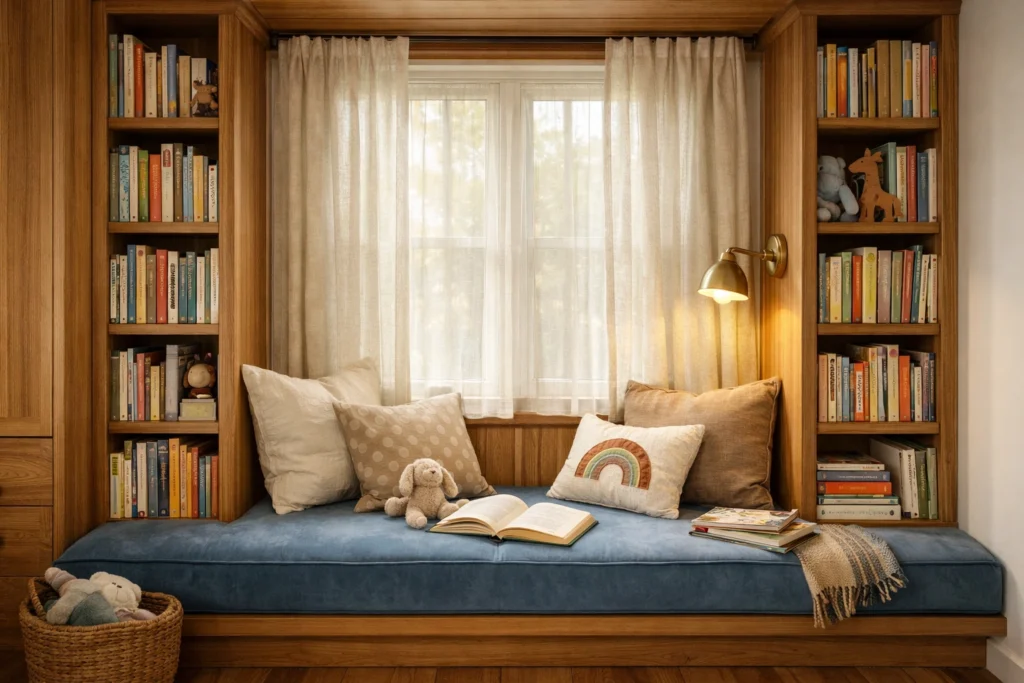 How to Add a Reading Nook and Study Area to a Kids Room Remodel