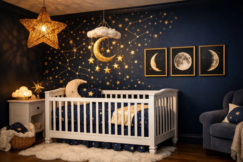 Idea 2 — Celestial Star and Moon Nursery for a Magical Nighttime Retreat