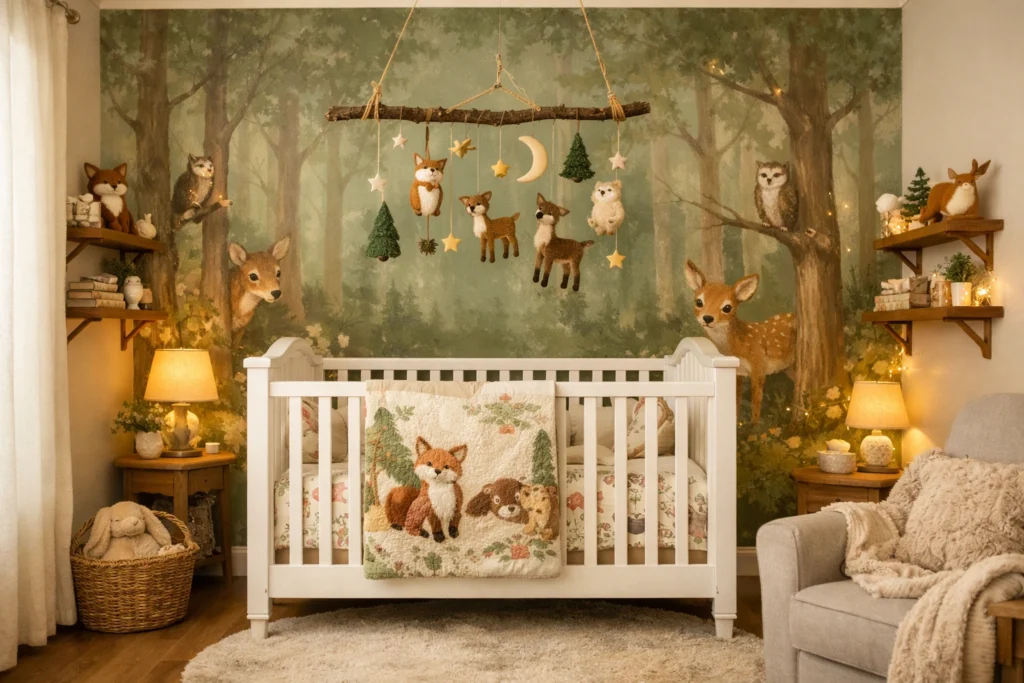 Idea 5 — Woodland Dreamy Nursery With Animal Friends and Forest Details