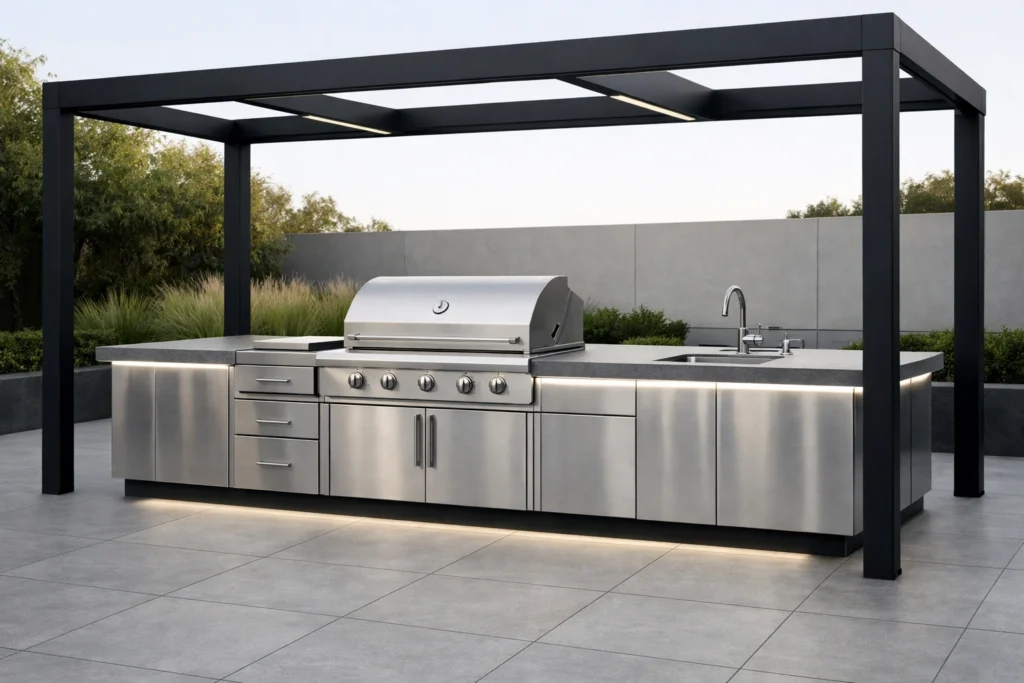 Idea 6 — Modern Stainless Steel Outdoor Grill Area for Sleek Entertaining